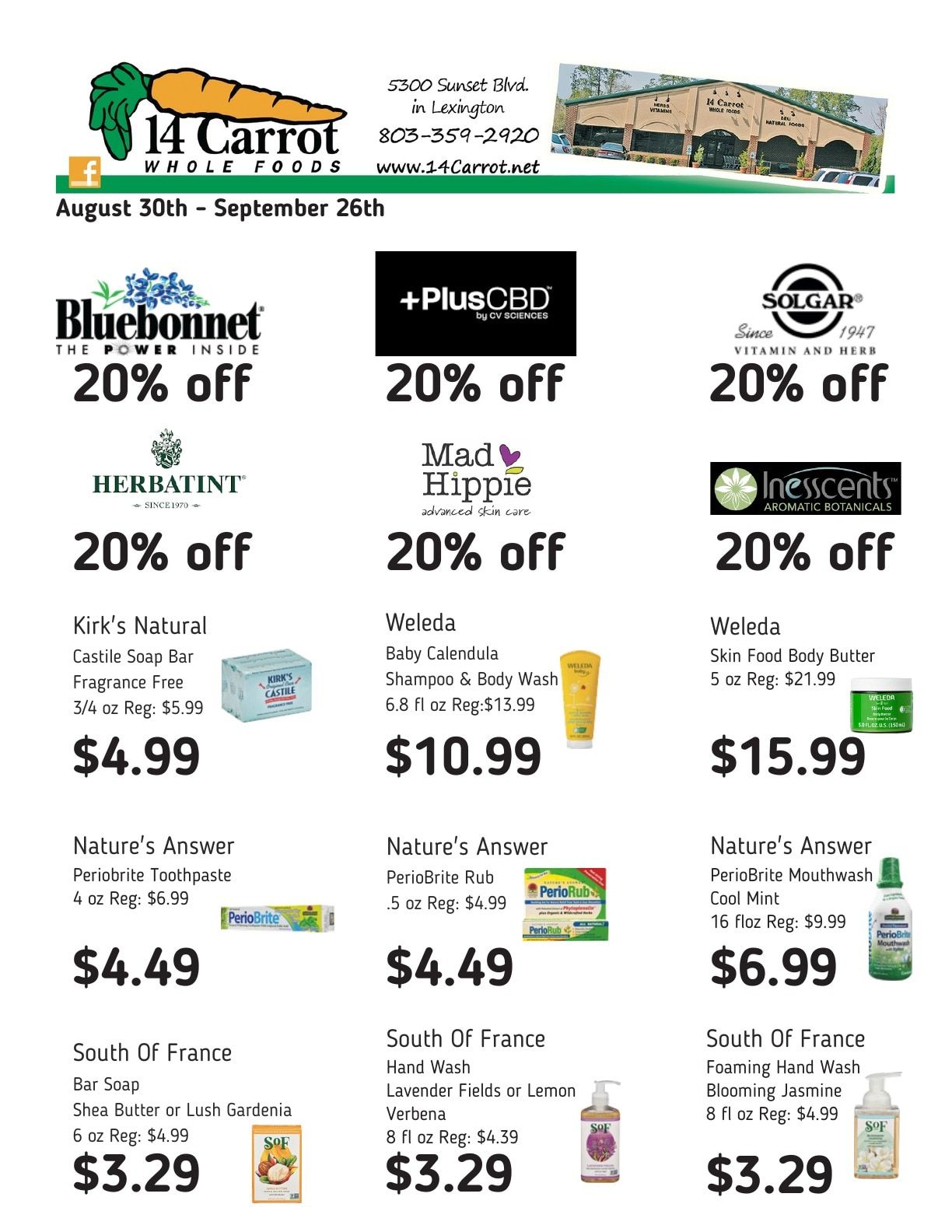 14 Carrot Whole Foods Monthly Sales Weekly Ad August 30 - September 26, 2026