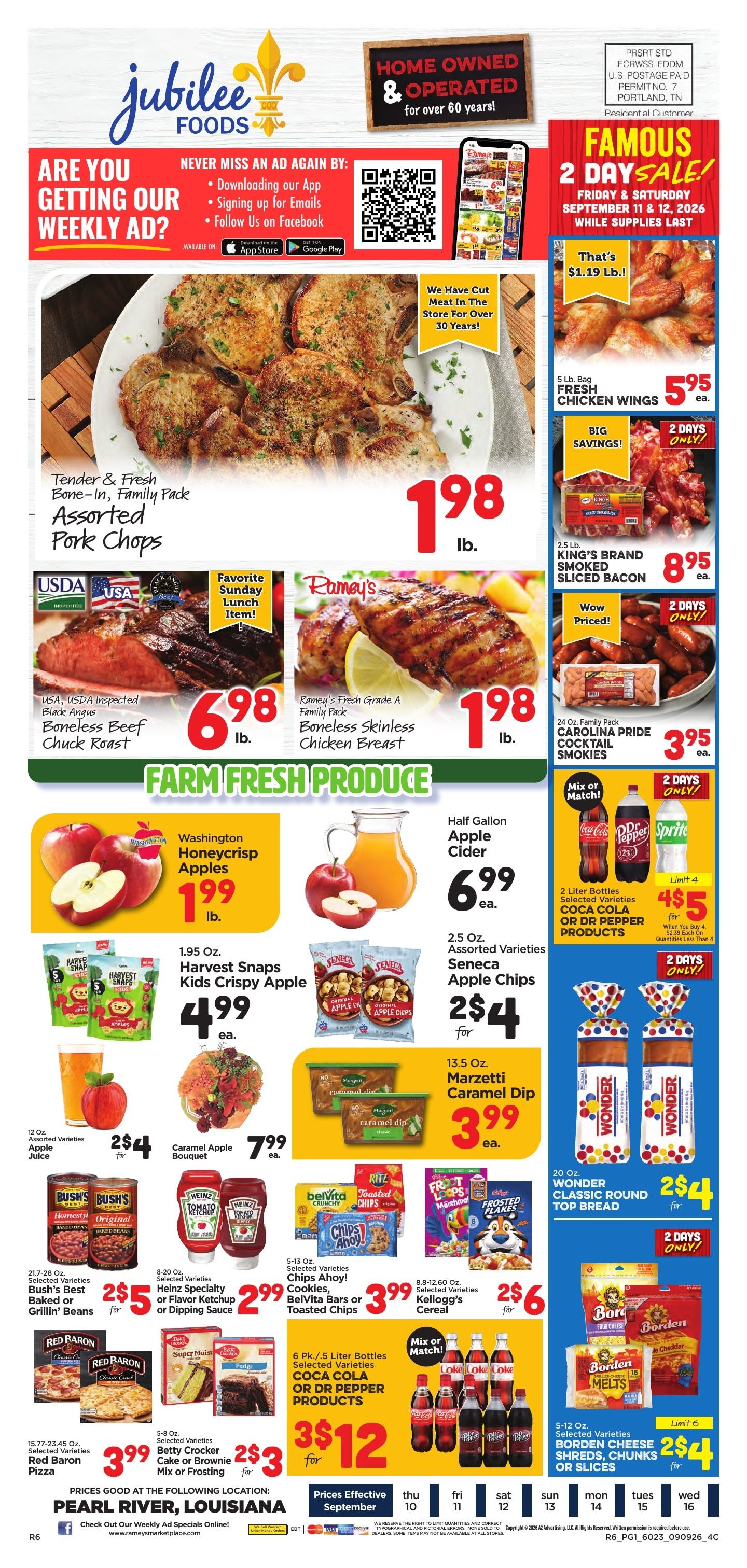 Jubilee Foods Pearl River Weekly Ad September 10 - 16, 2026