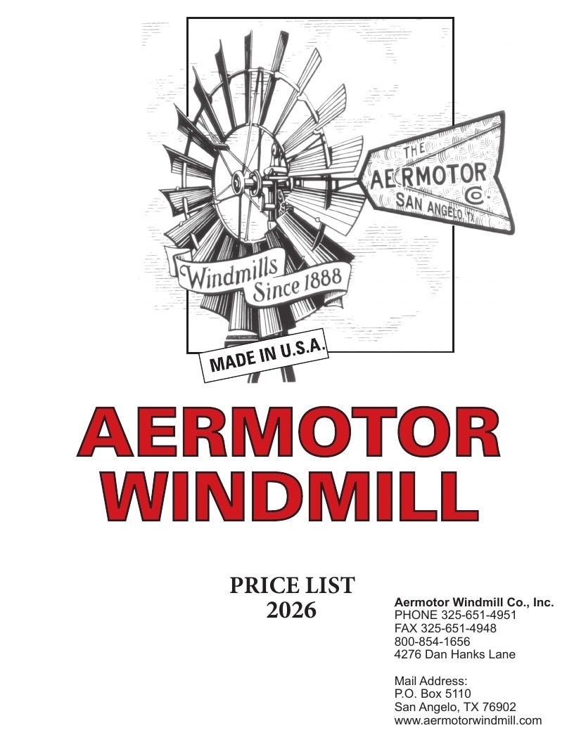 Aermotor Windmill Company Windmills Catalog Weekly Ad January 1 - December 31, 2026