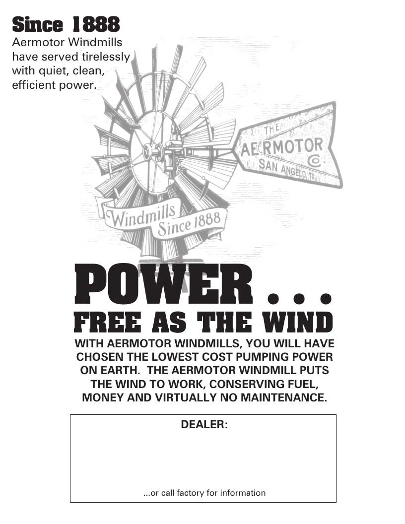 Aermotor Windmill Company Windmills Catalog Weekly Ad January 1 - December 31, 2026