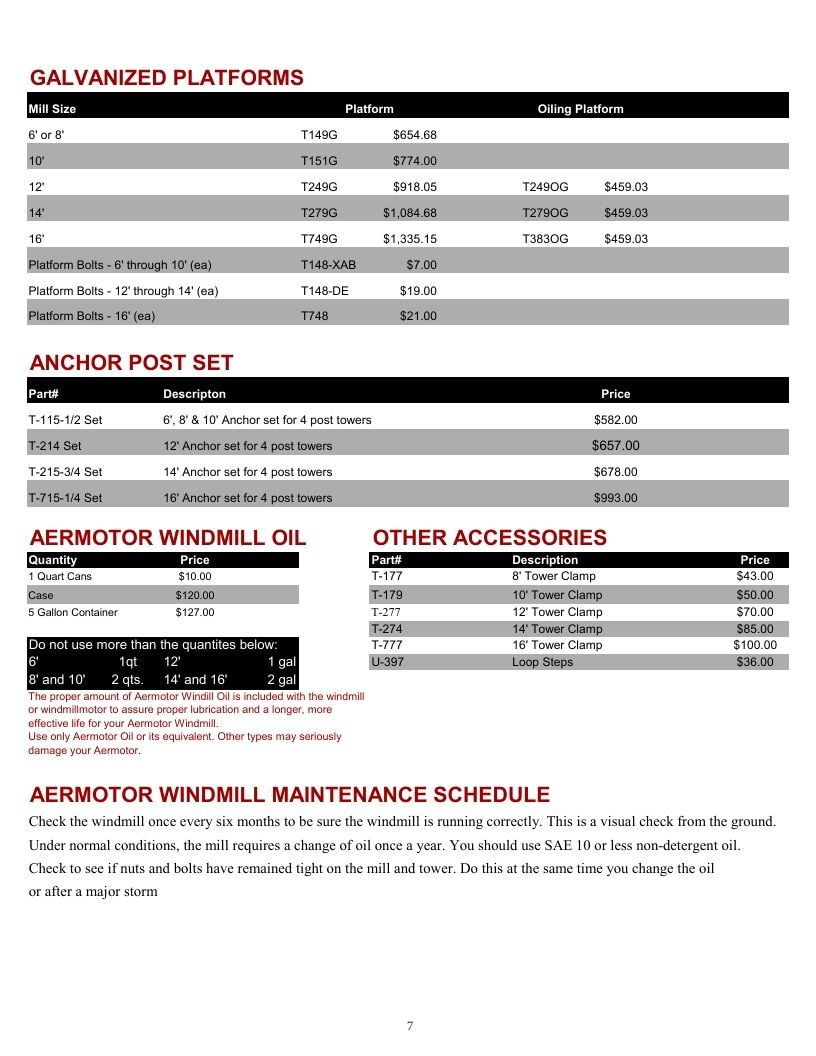 Aermotor Windmill Company Windmills Catalog Weekly Ad January 1 - December 31, 2026
