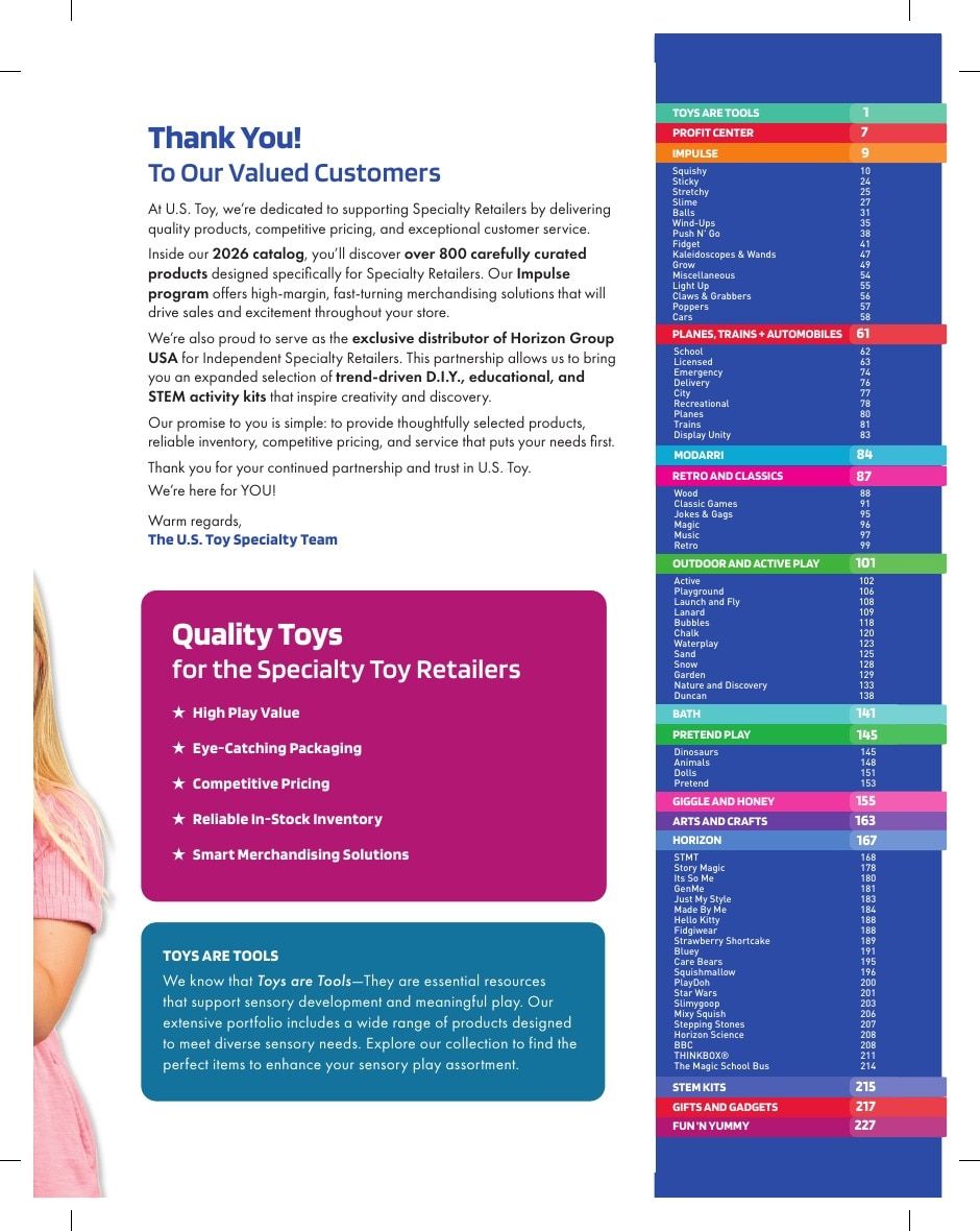 U.S. Toy Company Annual Specialty Toys Catalog Weekly Ad January 1 - December 31, 2026