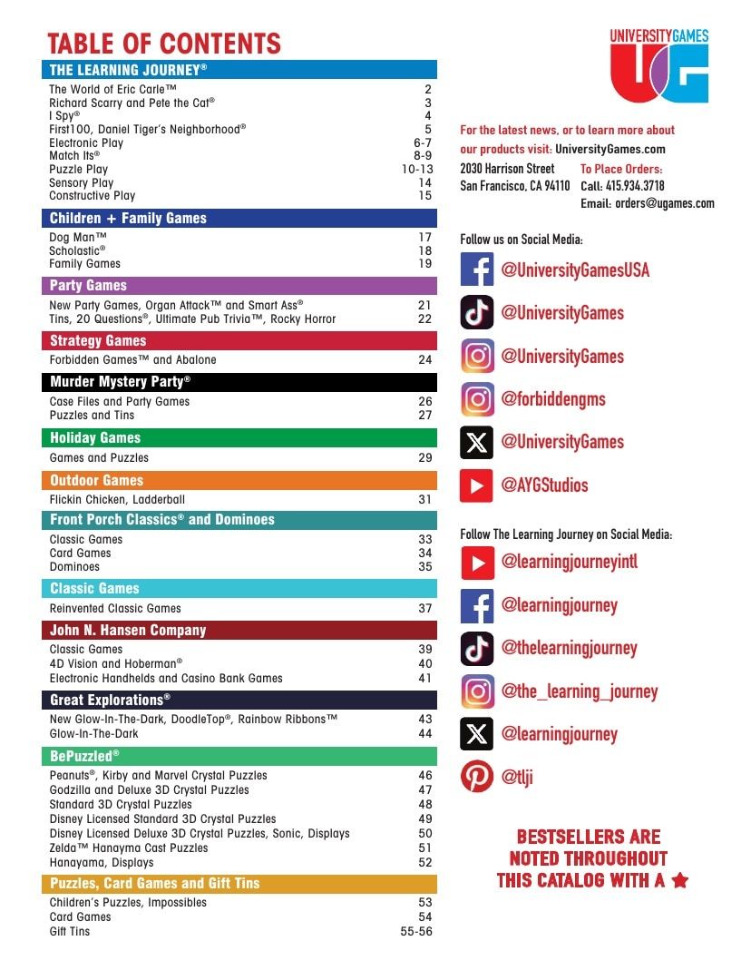 University Games Annual Games Catalog Weekly Ad January 1 - December 31, 2026