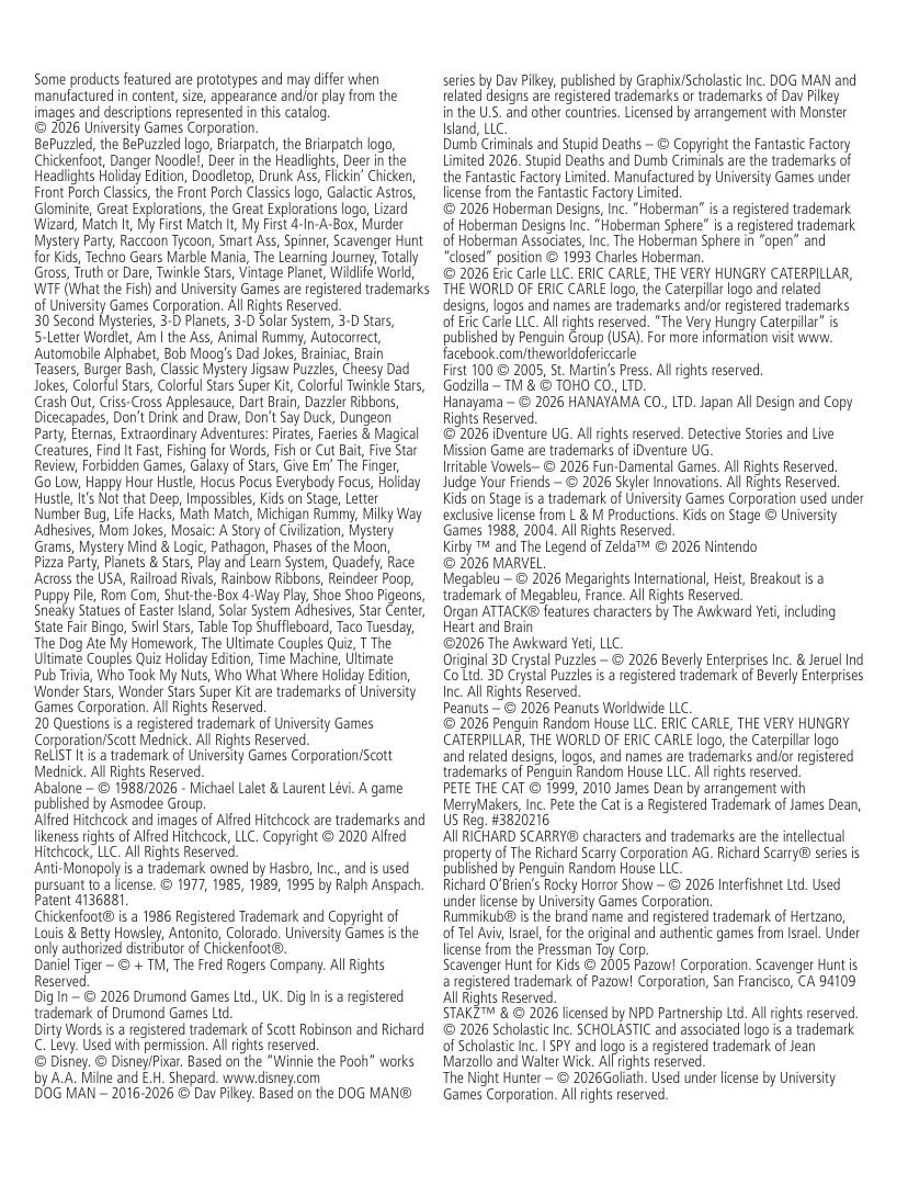 University Games Annual Games Catalog Weekly Ad January 1 - December 31, 2026