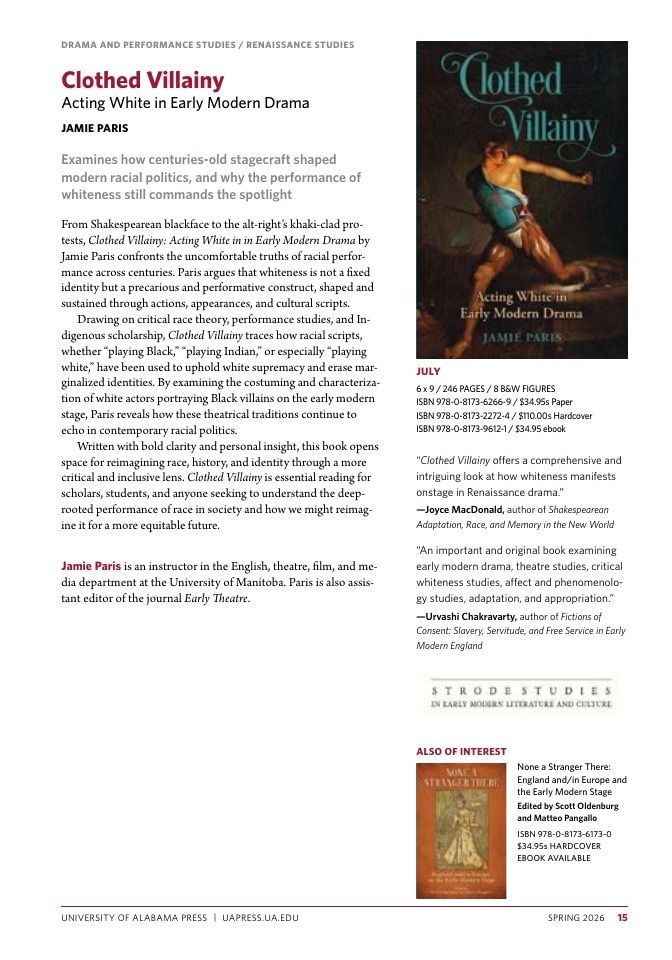 University of Alabama Press Spring Book Catalog Weekly Ad January 1 - December 31, 2026