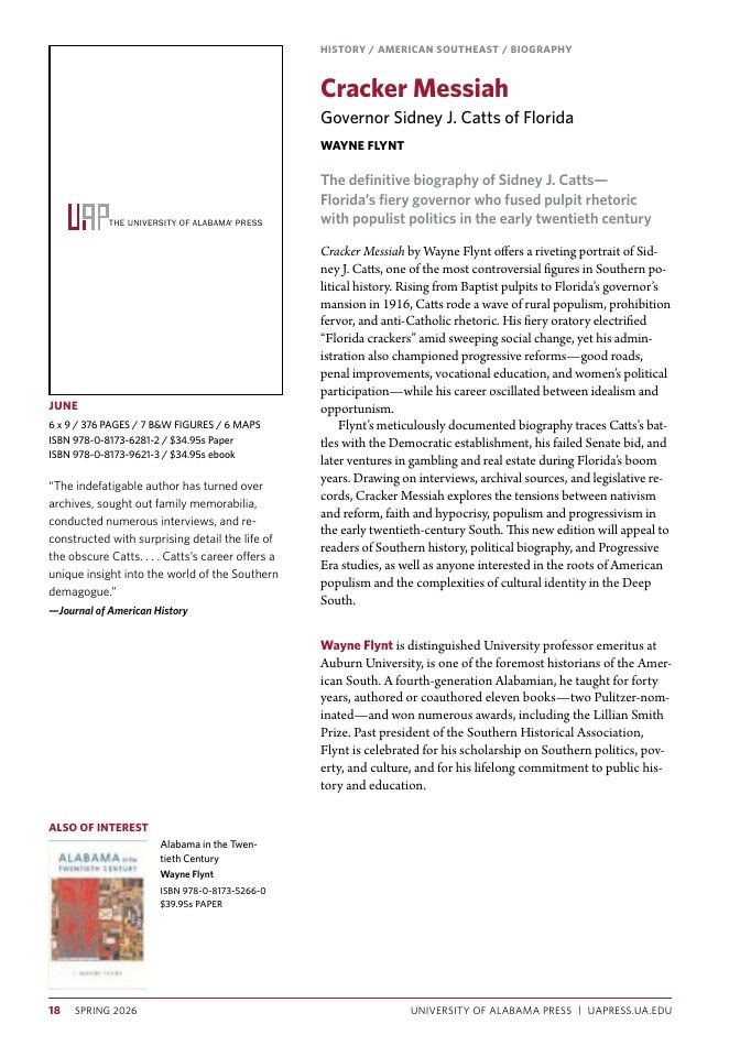 University of Alabama Press Spring Book Catalog Weekly Ad January 1 - December 31, 2026