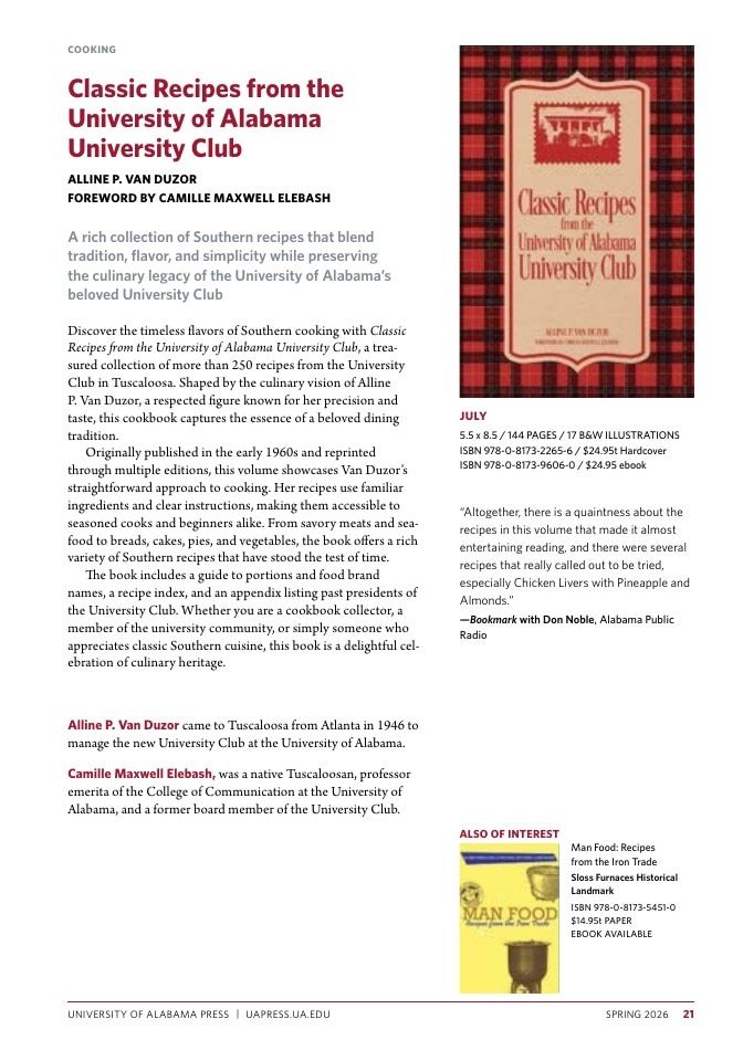 University of Alabama Press Spring Book Catalog Weekly Ad January 1 - December 31, 2026