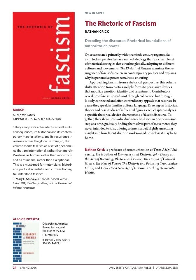 University of Alabama Press Spring Book Catalog Weekly Ad January 1 - December 31, 2026