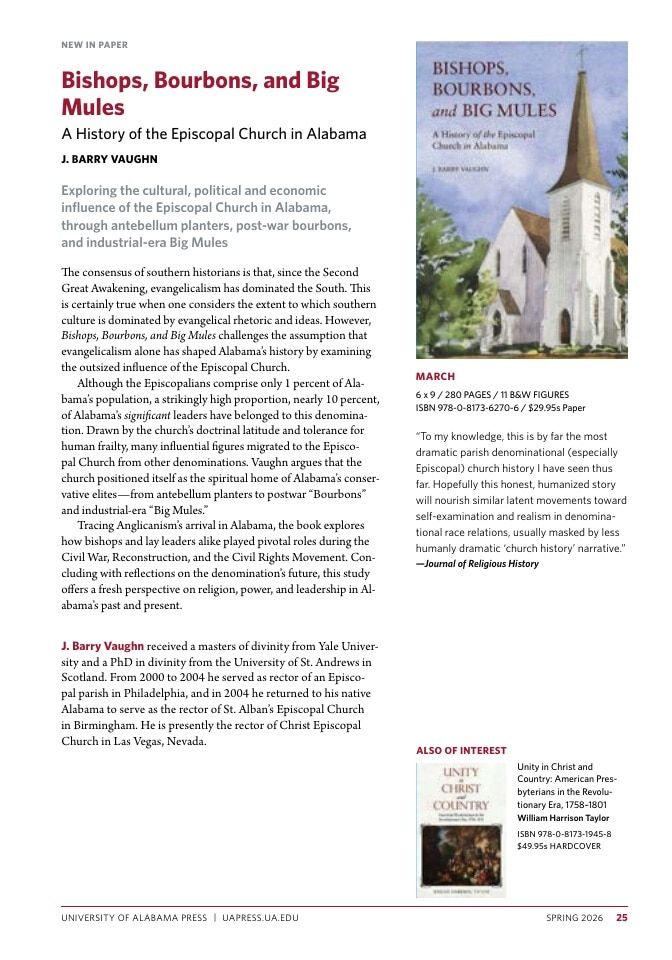 University of Alabama Press Spring Book Catalog Weekly Ad January 1 - December 31, 2026