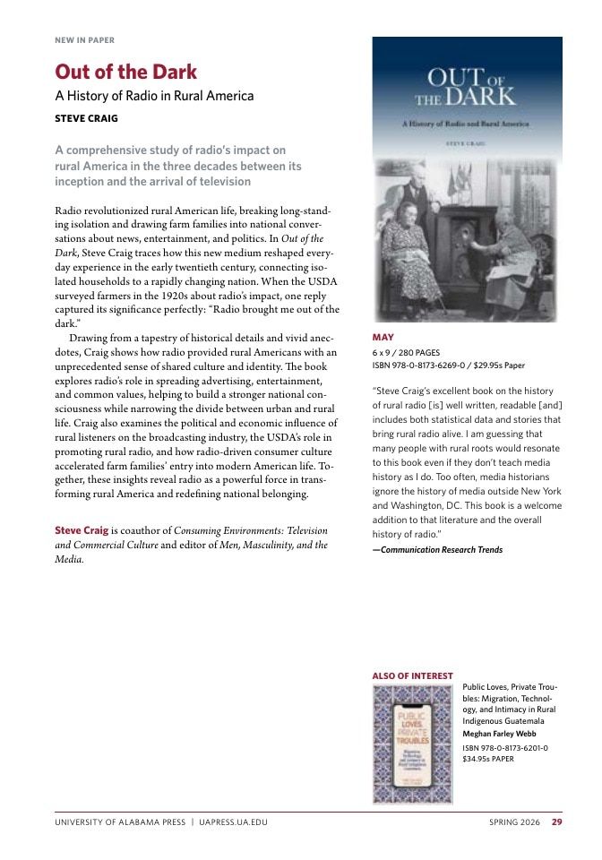 University of Alabama Press Spring Book Catalog Weekly Ad January 1 - December 31, 2026