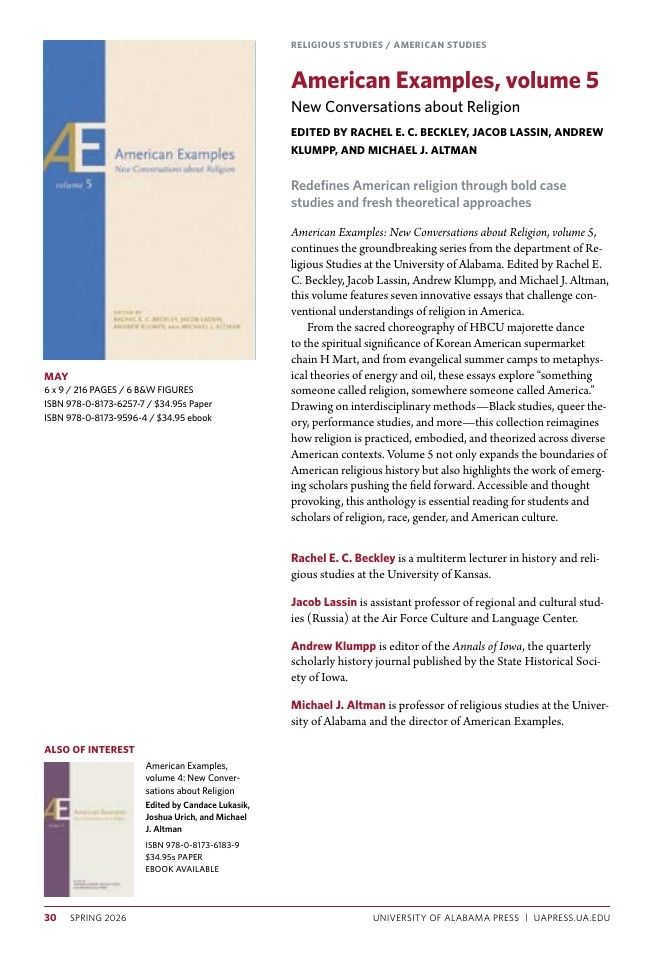 University of Alabama Press Spring Book Catalog Weekly Ad January 1 - December 31, 2026