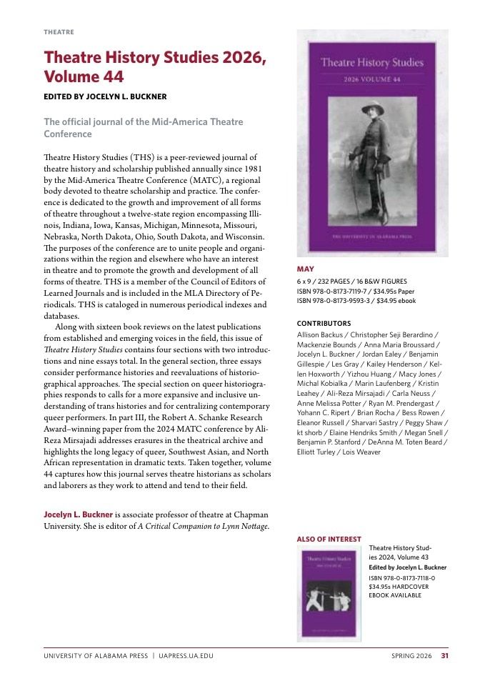 University of Alabama Press Spring Book Catalog Weekly Ad January 1 - December 31, 2026