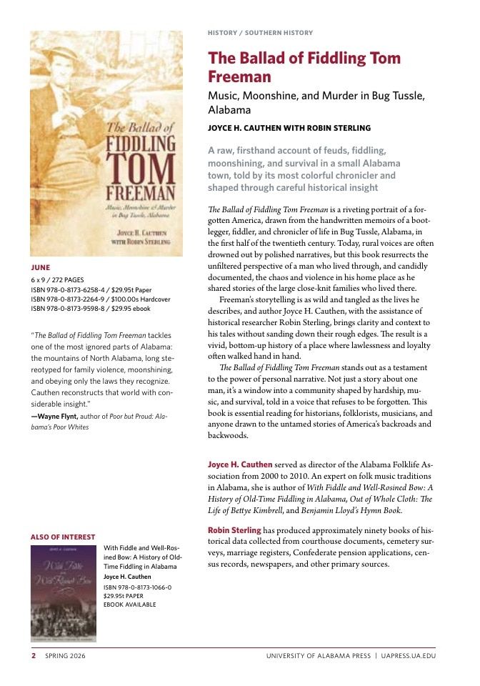 University of Alabama Press Spring Book Catalog Weekly Ad January 1 - December 31, 2026