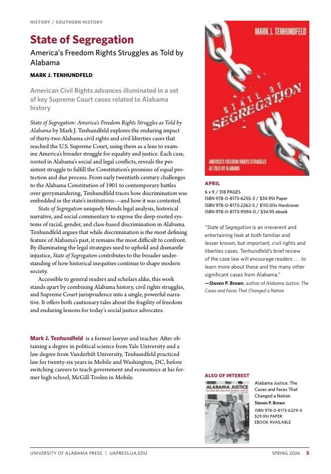 University of Alabama Press Spring Book Catalog Weekly Ad January 1 - December 31, 2026