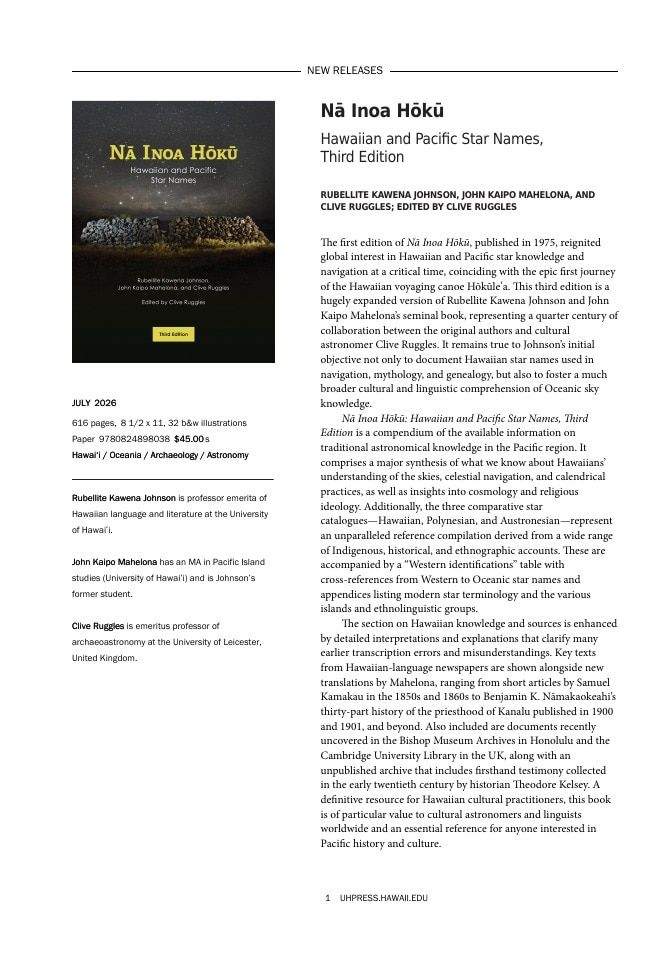 University of Hawai'i Press Fall Book Catalog Weekly Ad January 1 - December 31, 2026