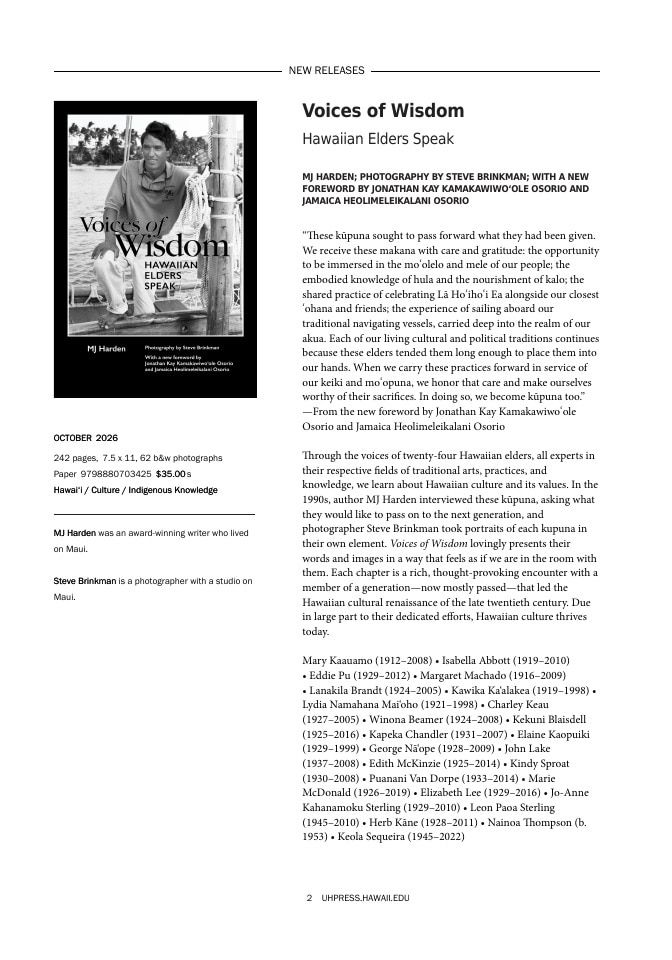 University of Hawai'i Press Fall Book Catalog Weekly Ad January 1 - December 31, 2026