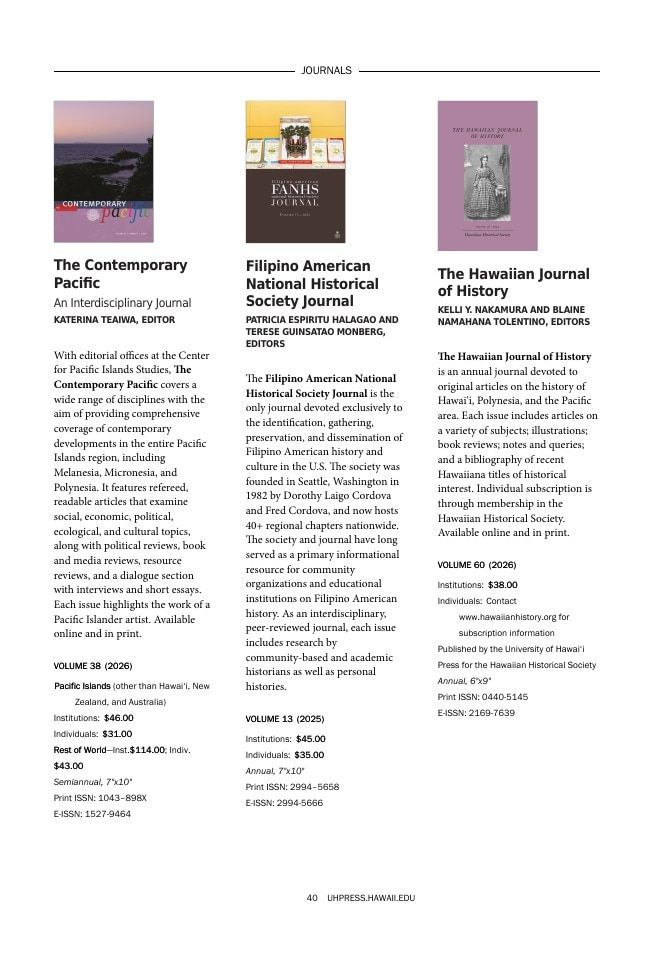 University of Hawai'i Press Fall Book Catalog Weekly Ad January 1 - December 31, 2026