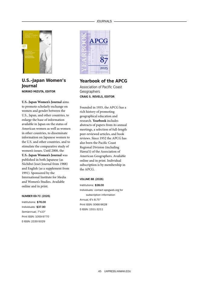 University of Hawai'i Press Fall Book Catalog Weekly Ad January 1 - December 31, 2026