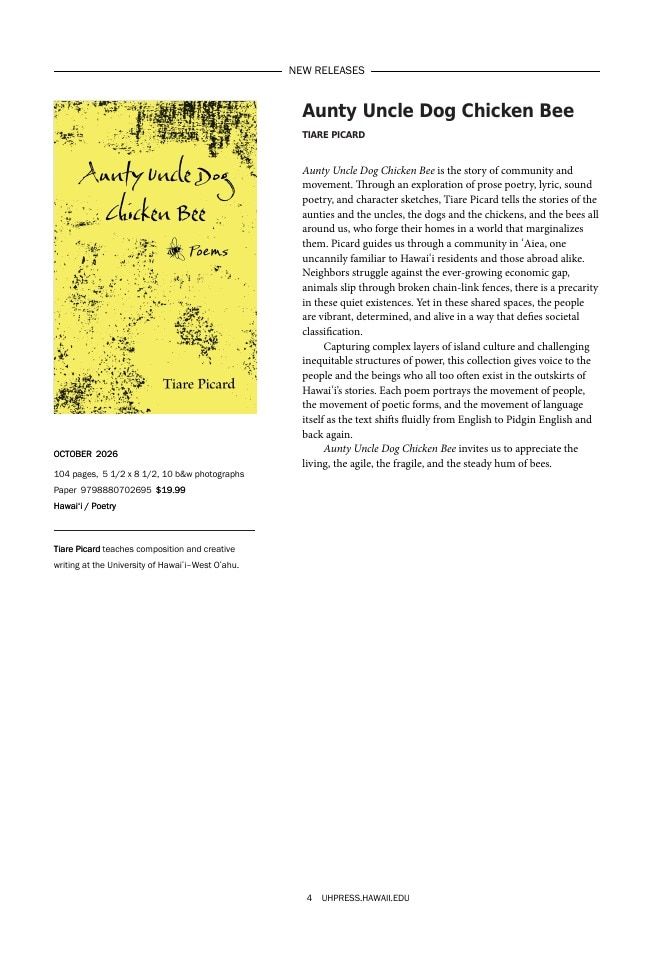 University of Hawai'i Press Fall Book Catalog Weekly Ad January 1 - December 31, 2026