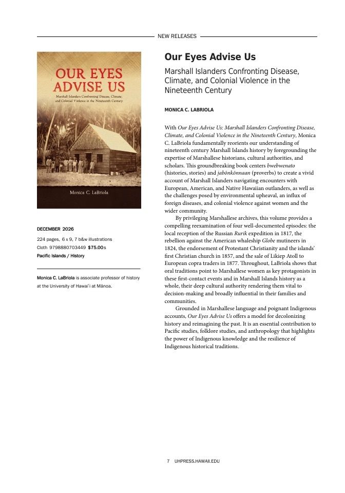 University of Hawai'i Press Fall Book Catalog Weekly Ad January 1 - December 31, 2026