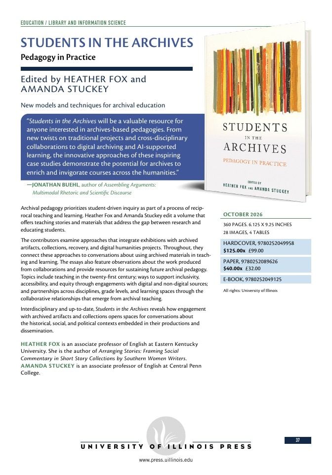 University of Illinois Press Fall Books Catalog Weekly Ad January 1 - December 31, 2026