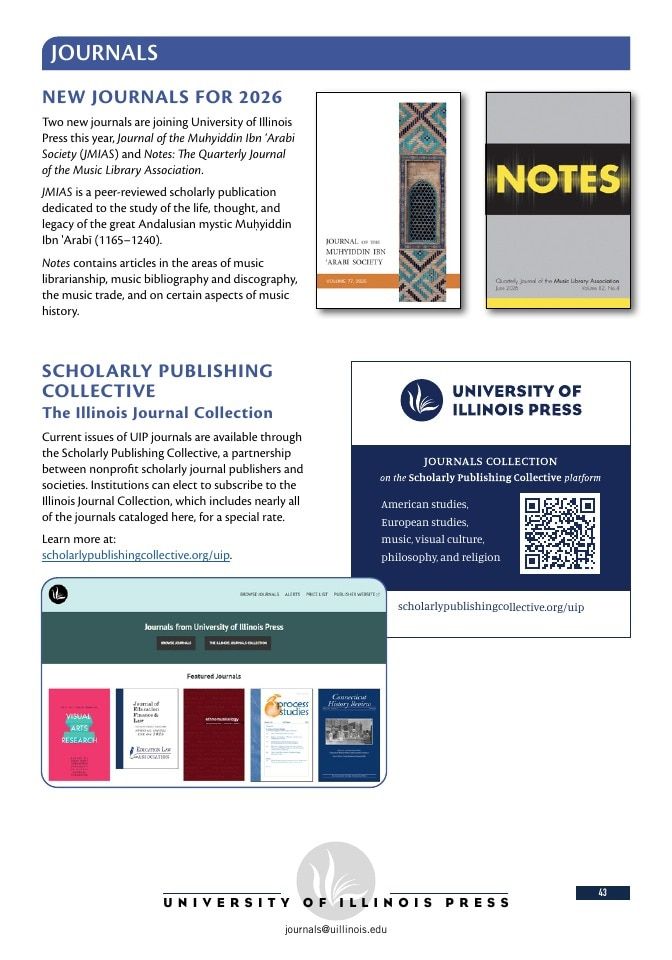 University of Illinois Press Fall Books Catalog Weekly Ad January 1 - December 31, 2026