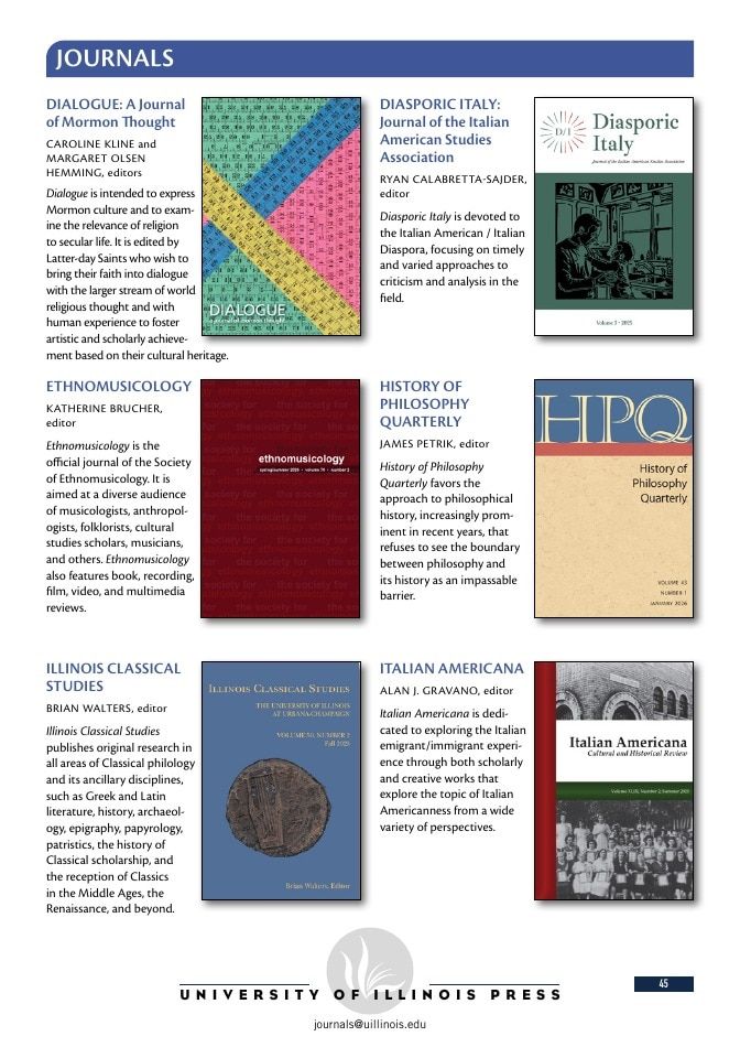 University of Illinois Press Fall Books Catalog Weekly Ad January 1 - December 31, 2026