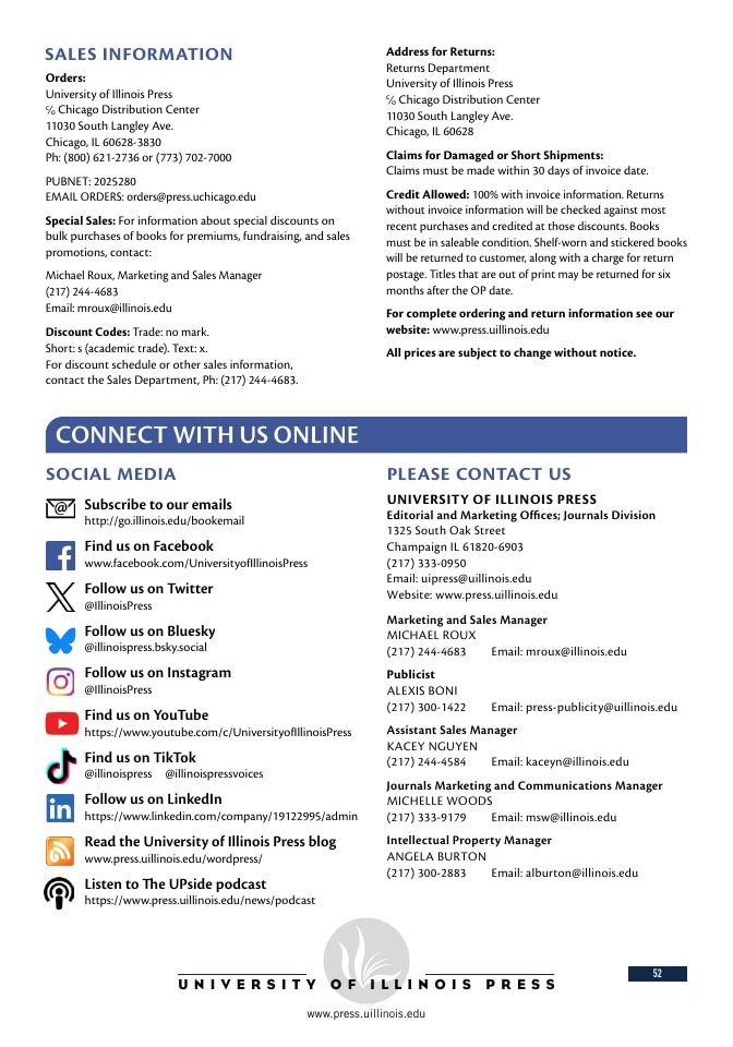 University of Illinois Press Fall Books Catalog Weekly Ad January 1 - December 31, 2026