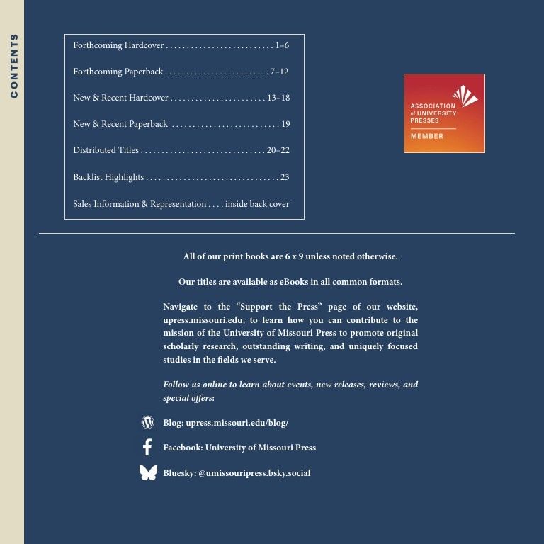 University of Missouri Press Fall Book Catalog Weekly Ad January 1 - December 31, 2026