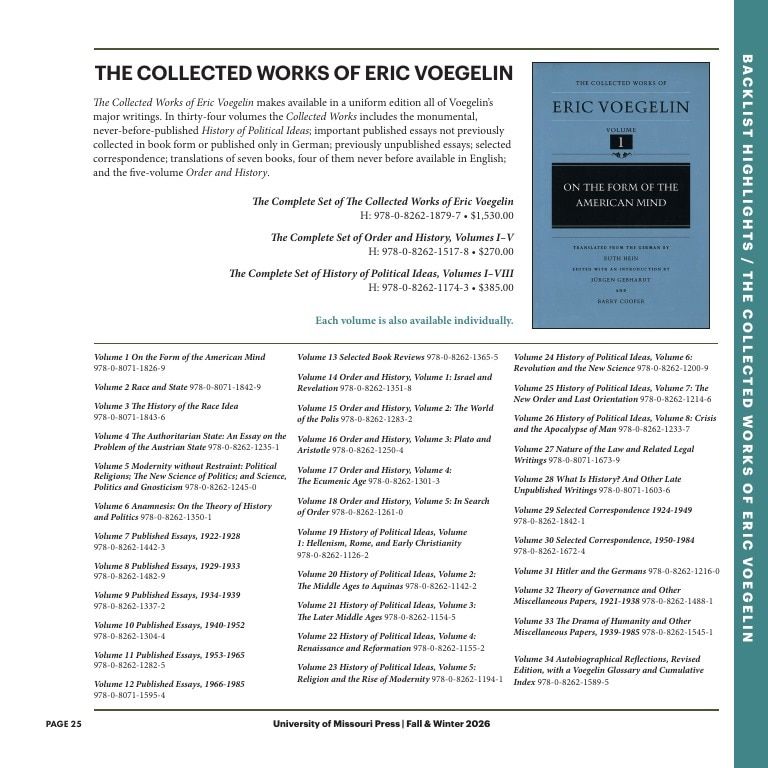 University of Missouri Press Fall Book Catalog Weekly Ad January 1 - December 31, 2026