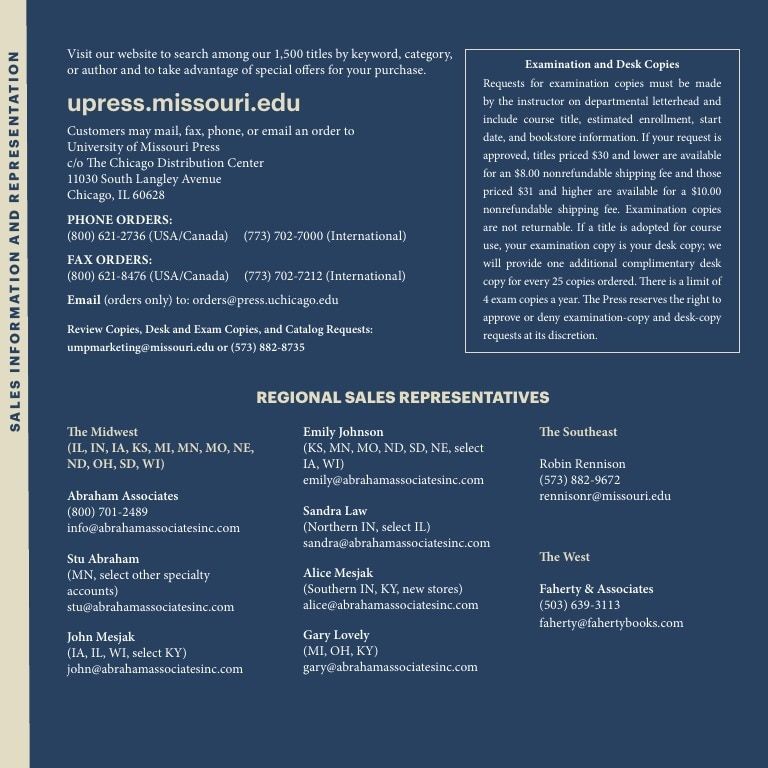 University of Missouri Press Fall Book Catalog Weekly Ad January 1 - December 31, 2026