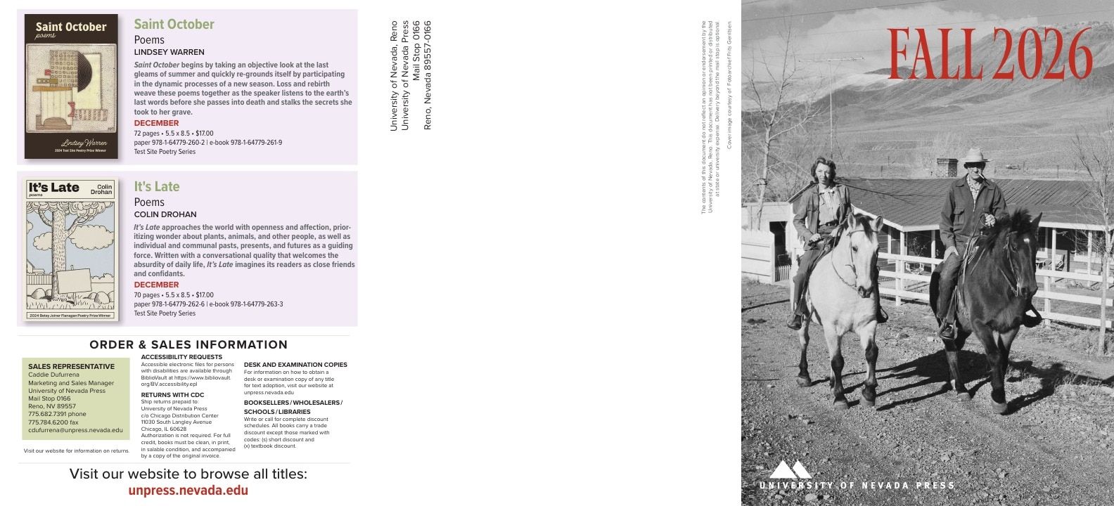 University of Nevada Press Fall Book Catalog Weekly Ad January 1 - December 31, 2026