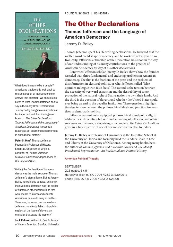 University Press of Kansas Fall and Winter Books Catalog Weekly Ad January 1 - December 31, 2026