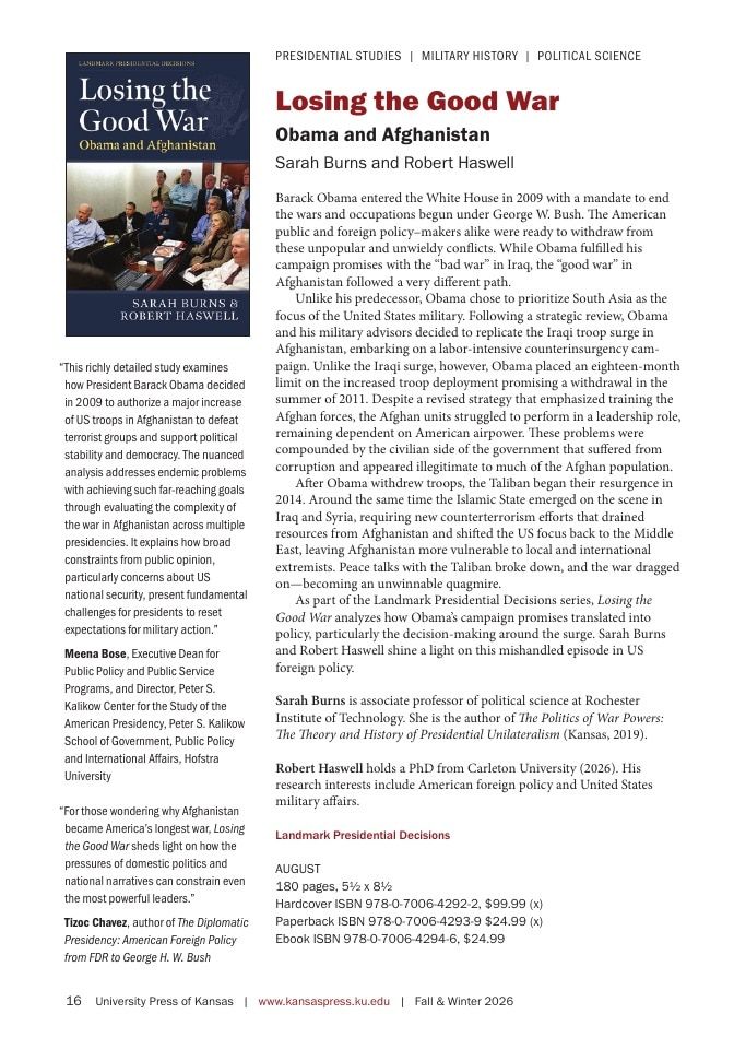 University Press of Kansas Fall and Winter Books Catalog Weekly Ad January 1 - December 31, 2026