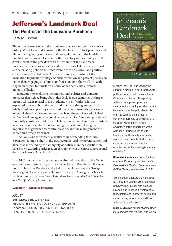 University Press of Kansas Fall and Winter Books Catalog Weekly Ad January 1 - December 31, 2026