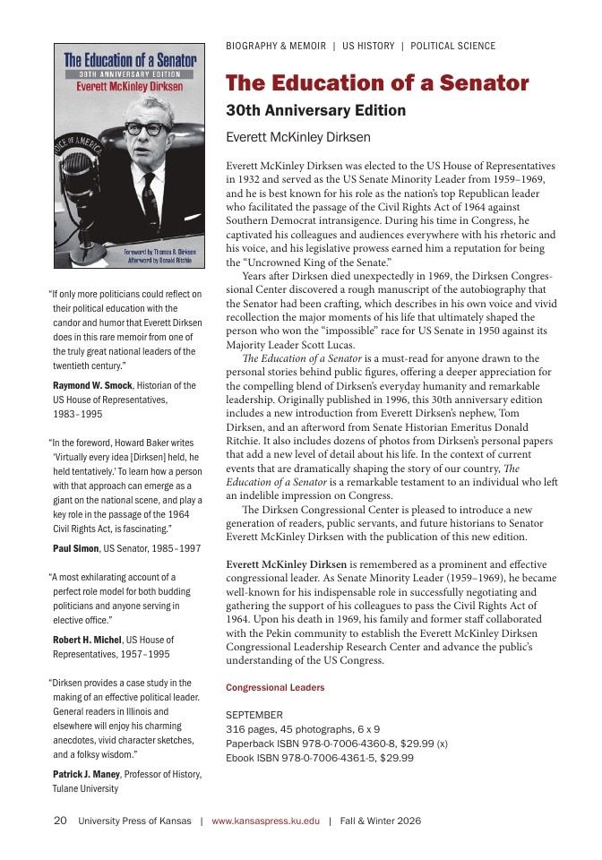 University Press of Kansas Fall and Winter Books Catalog Weekly Ad January 1 - December 31, 2026