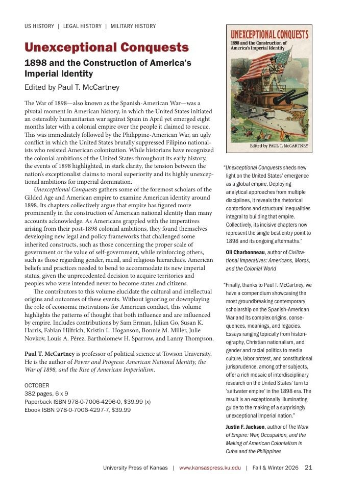 University Press of Kansas Fall and Winter Books Catalog Weekly Ad January 1 - December 31, 2026