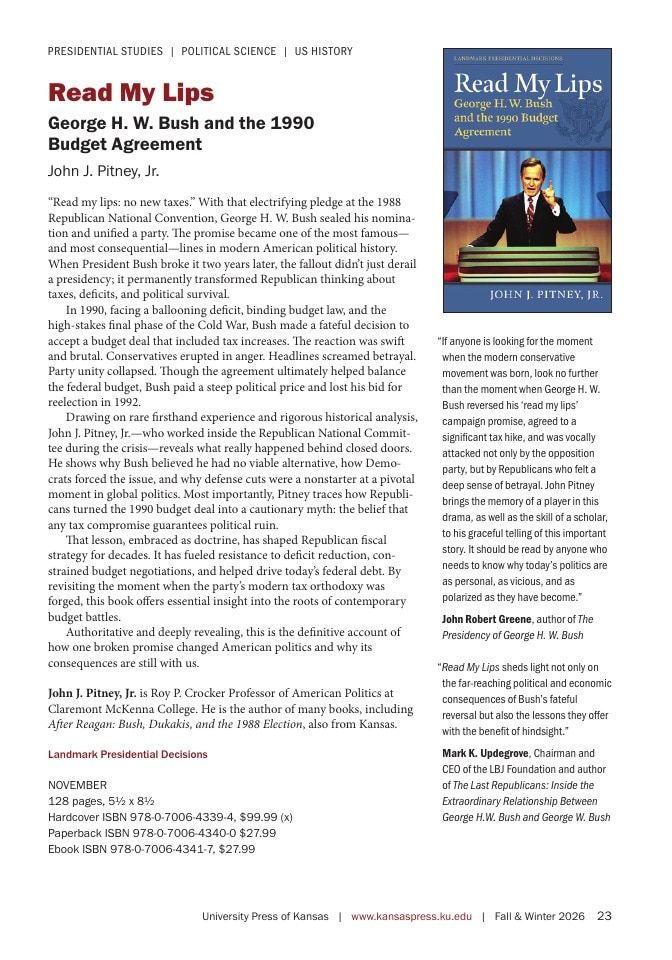 University Press of Kansas Fall and Winter Books Catalog Weekly Ad January 1 - December 31, 2026