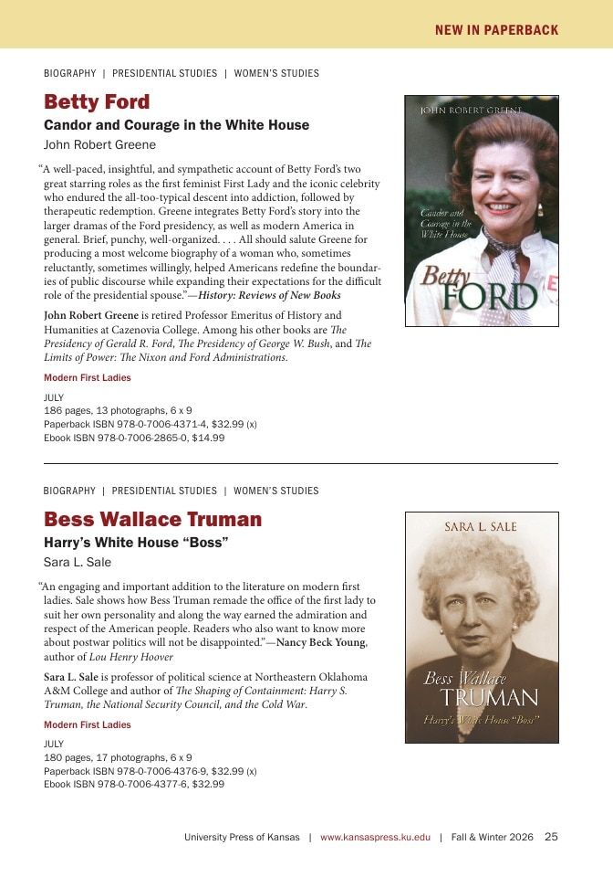 University Press of Kansas Fall and Winter Books Catalog Weekly Ad January 1 - December 31, 2026