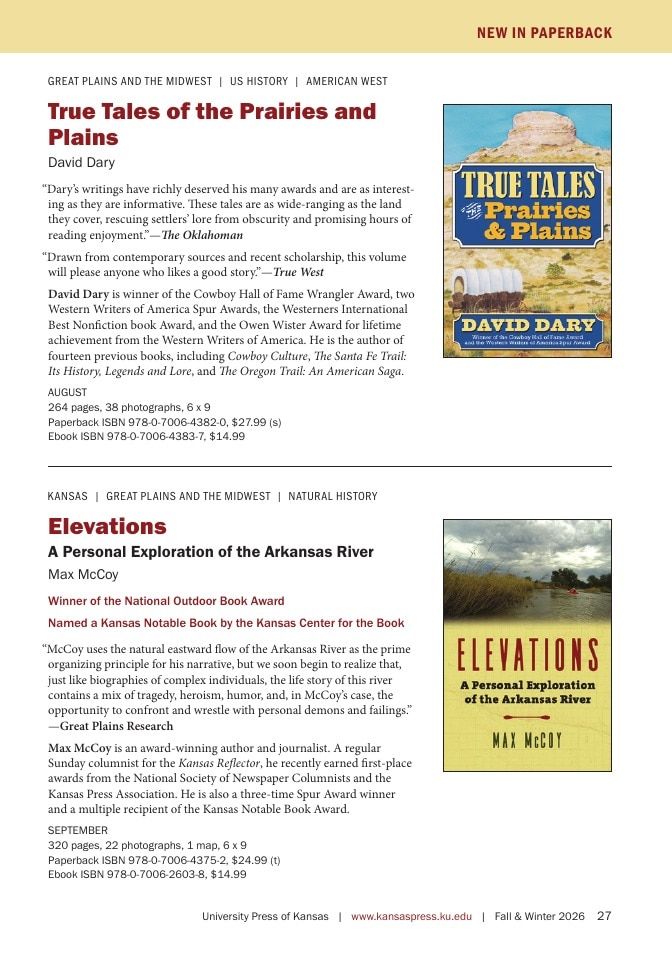 University Press of Kansas Fall and Winter Books Catalog Weekly Ad January 1 - December 31, 2026