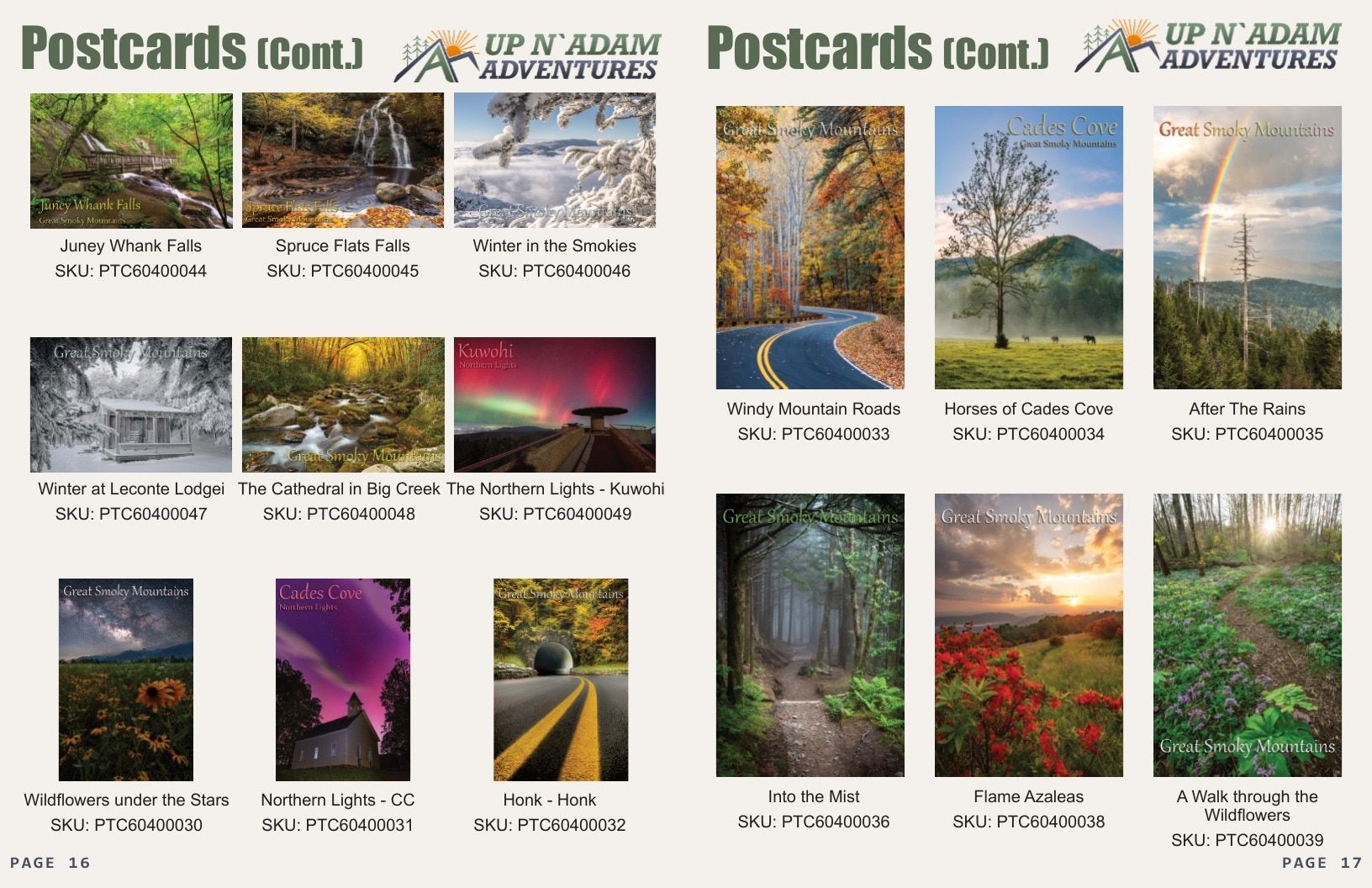 Up N' Adam Adventures Smoky Mountain Merchandise Catalog Weekly Ad January 1 - December 31, 2026