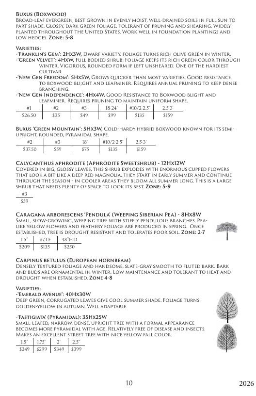 Aspinall's Tree Nursery Nursery Catalog Weekly Ad January 1 - December 31, 2026