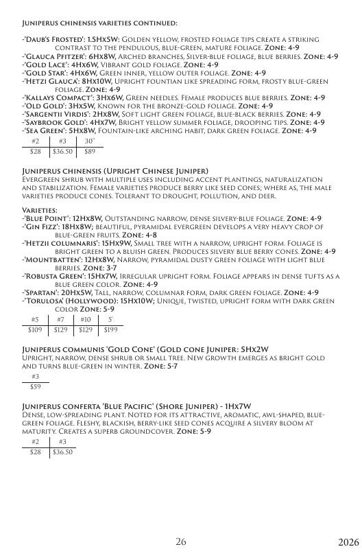 Aspinall's Tree Nursery Nursery Catalog Weekly Ad January 1 - December 31, 2026