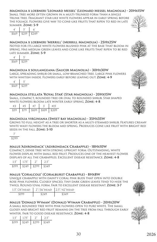 Aspinall's Tree Nursery Nursery Catalog Weekly Ad January 1 - December 31, 2026