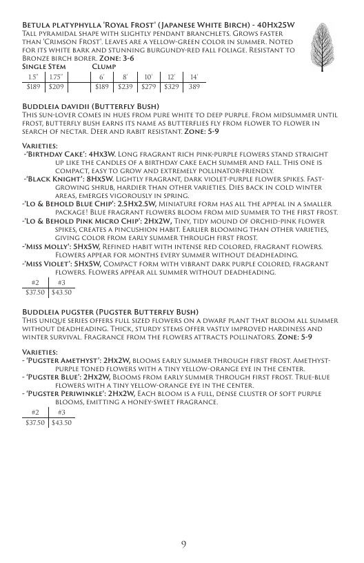 Aspinall's Tree Nursery Nursery Catalog Weekly Ad January 1 - December 31, 2026