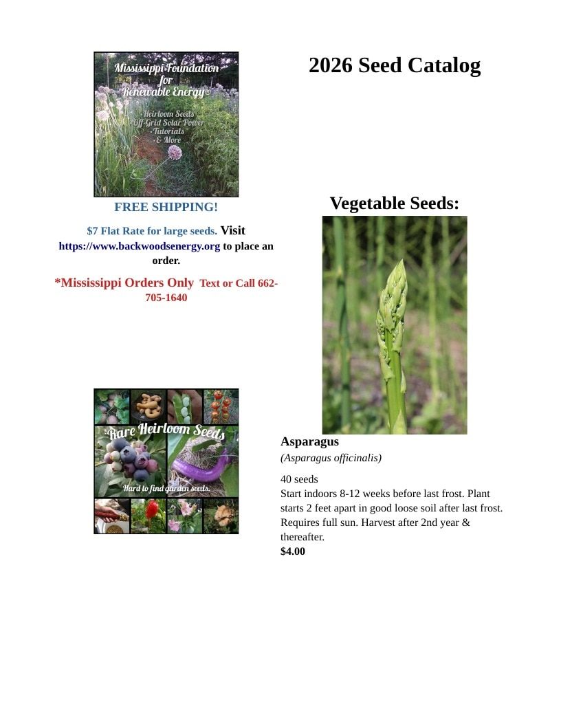 Backwoods Energy Seeds Seed Catalog Weekly Ad January 1 - December 31, 2026