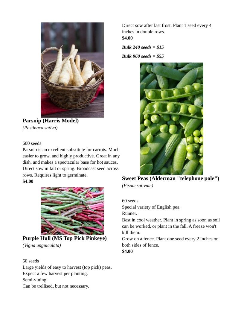Backwoods Energy Seeds Seed Catalog Weekly Ad January 1 - December 31, 2026