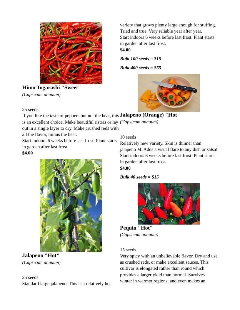 Backwoods Energy Seeds Seed Catalog Weekly Ad January 1 - December 31, 2026