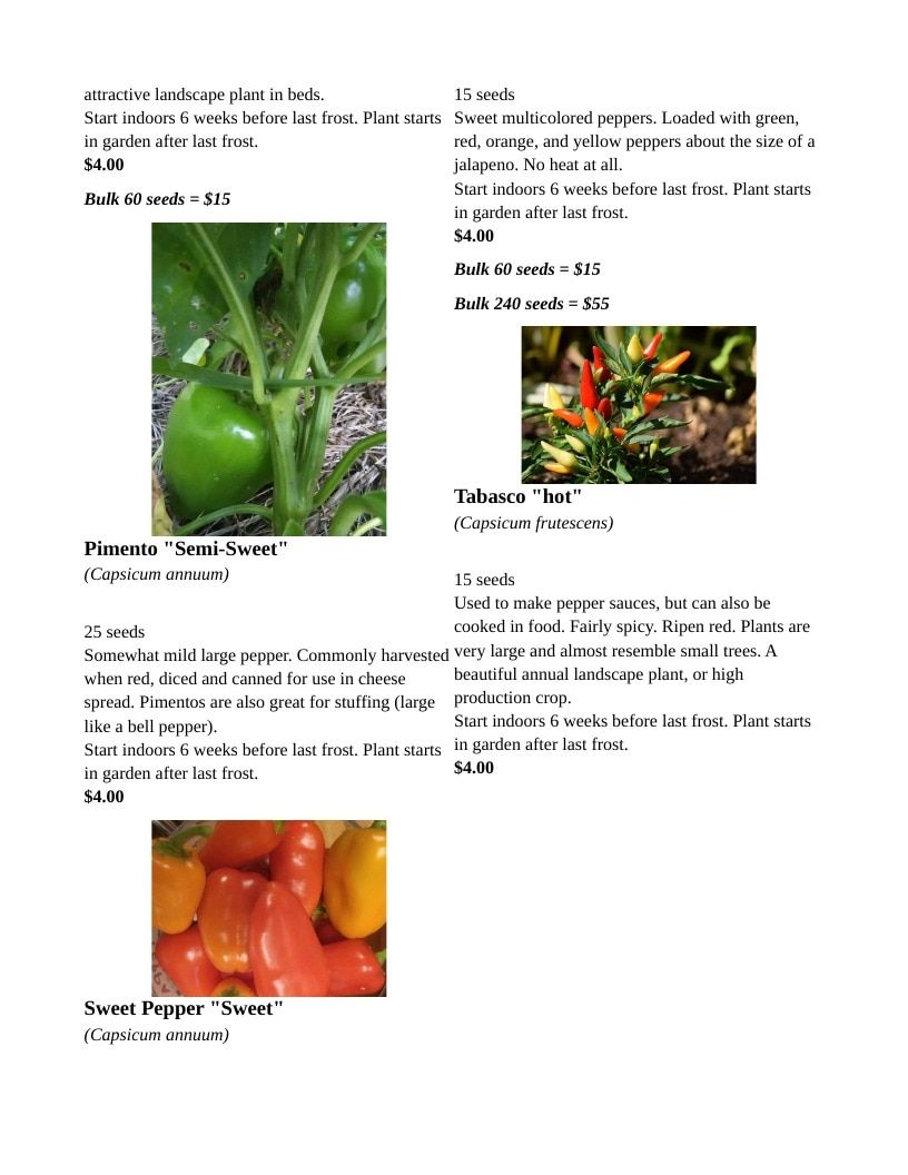 Backwoods Energy Seeds Seed Catalog Weekly Ad January 1 - December 31, 2026