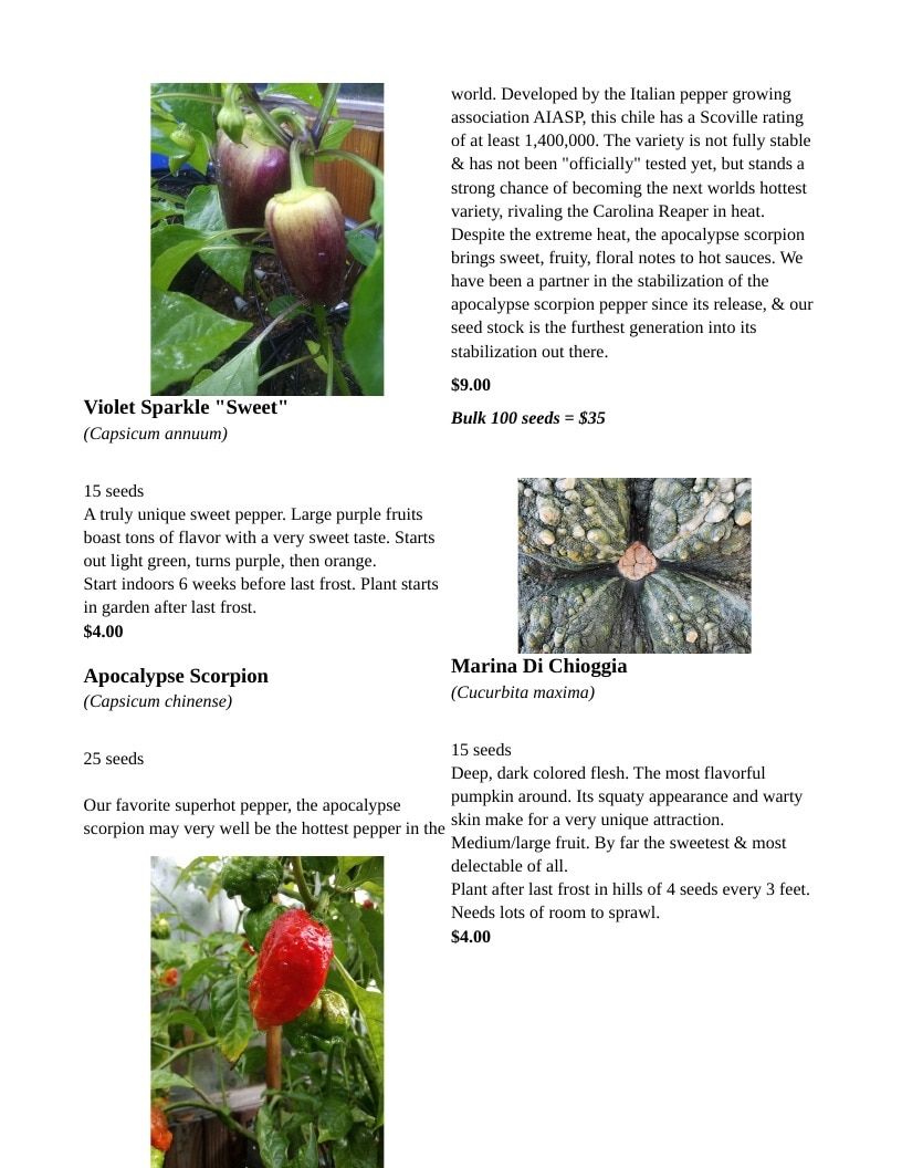 Backwoods Energy Seeds Seed Catalog Weekly Ad January 1 - December 31, 2026